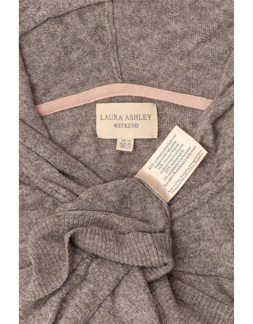 LAURA ASHLEY Maglione cardigan con cappuccio da donna per il fine settimana UK 14 Large Grigio