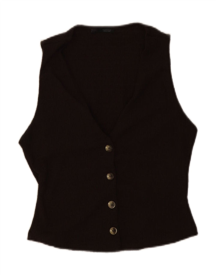 Gilet da Donna ZARA UK 8 Small Marrone Poliestere