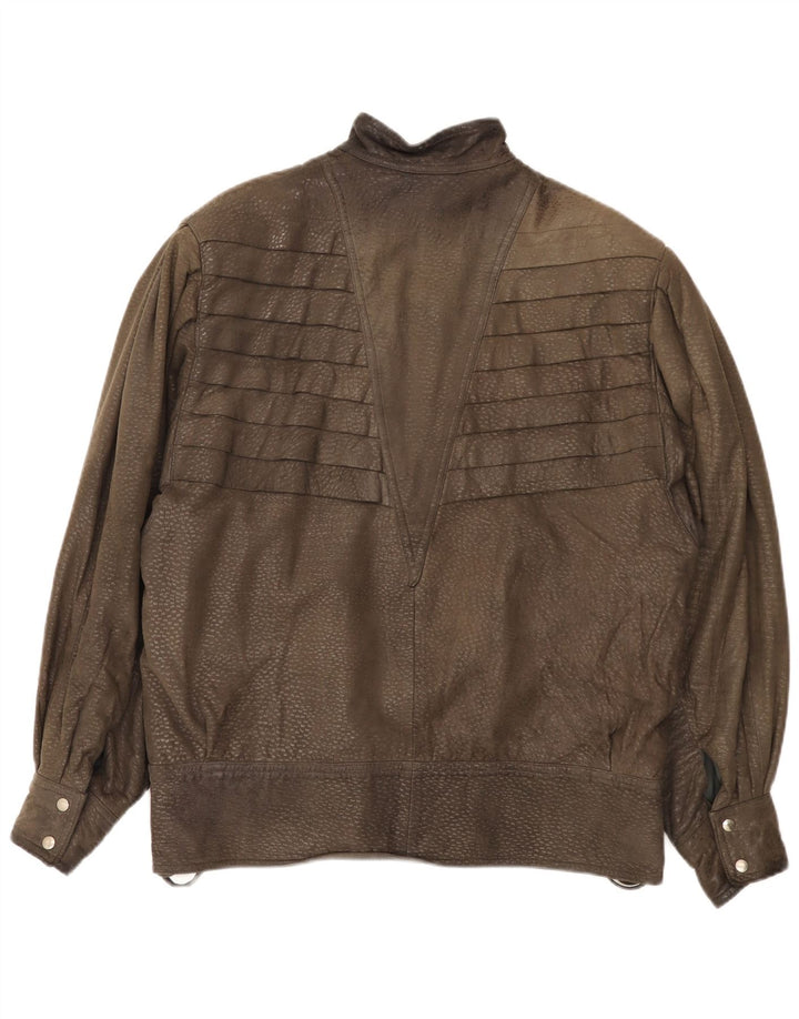 Giacca in pelle vintage da donna UK 20 2XL Pelle marrone