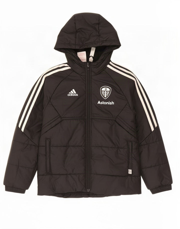 Giacca imbottita con cappuccio grafica Adidas da ragazzo 9-10 anni in poliestere nero