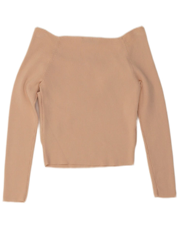 Top Zara da donna a maniche lunghe con spalle scoperte UK 14 Large rosa viscosa