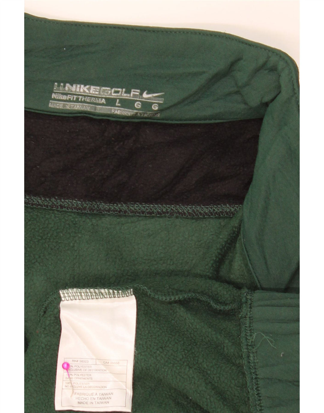 NIKE Felpa da uomo con collo con zip, maglione grande, poliestere color block verde