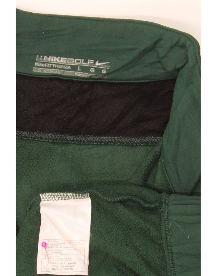 NIKE Felpa da uomo con collo con zip, maglione grande, poliestere color block verde