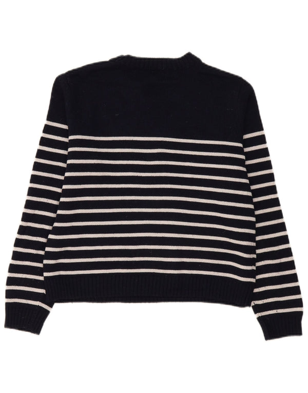 Maglione corto girocollo da donna Zara UK 14 medio a righe blu navy