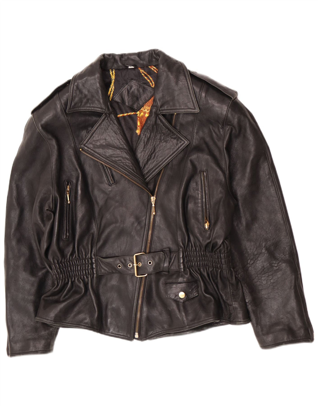 Giacca da motociclista in pelle vintage da donna EU 40 media nera