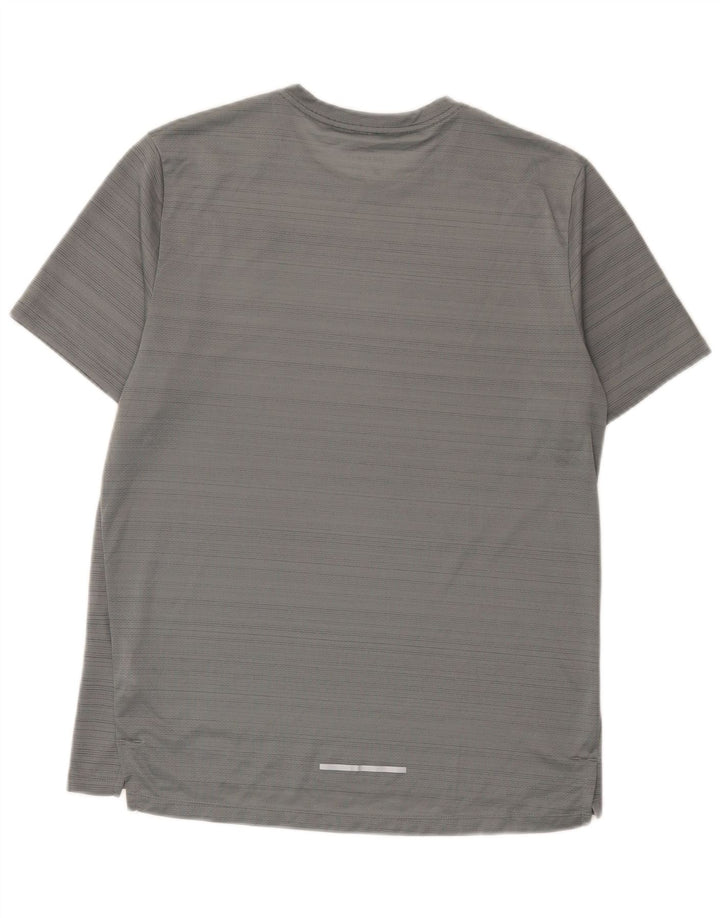 T-shirt Nike da uomo Dri Fit, top in poliestere gessato grigio medio