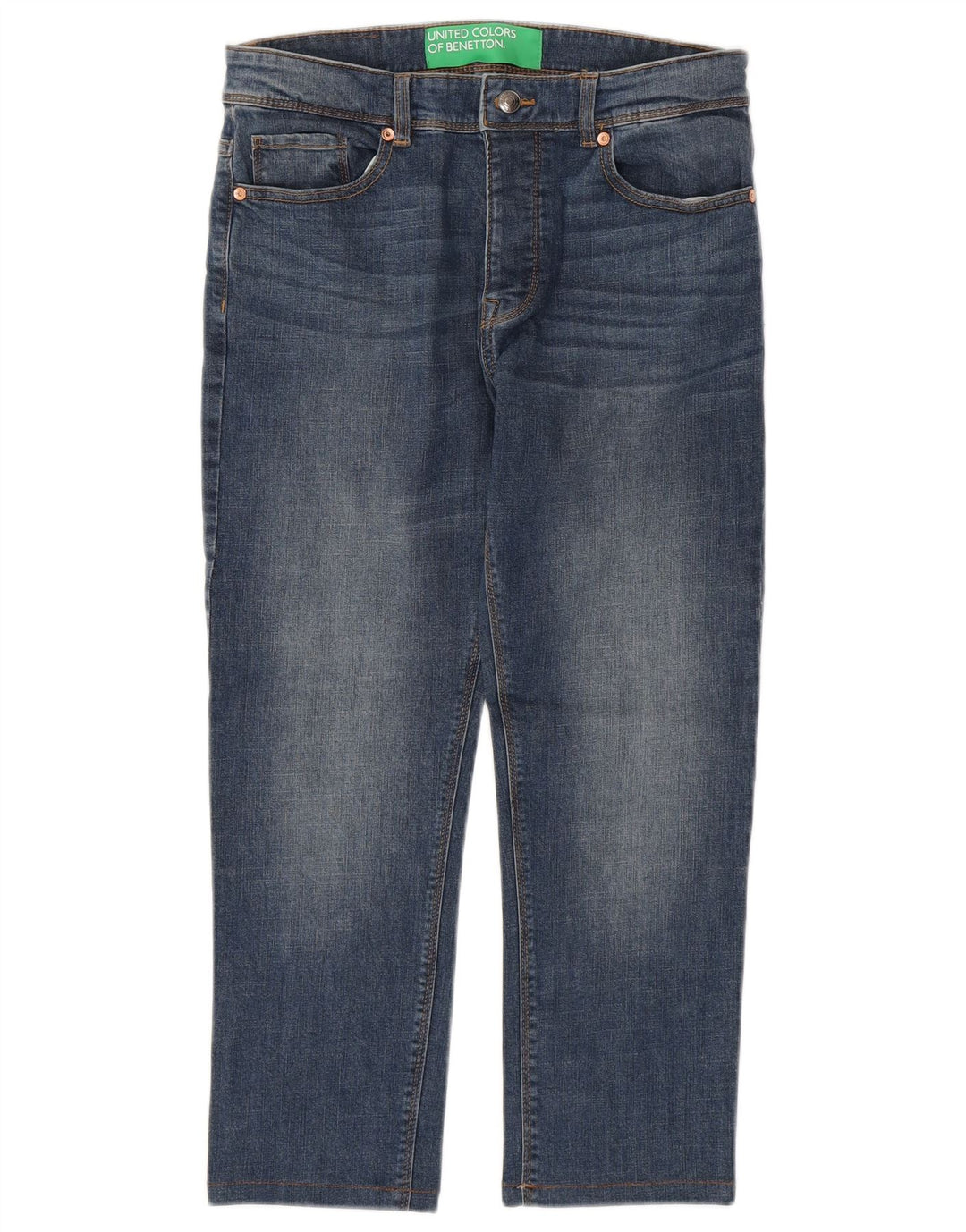 Jeans dritti da uomo BENETTON W30 L23 in cotone blu