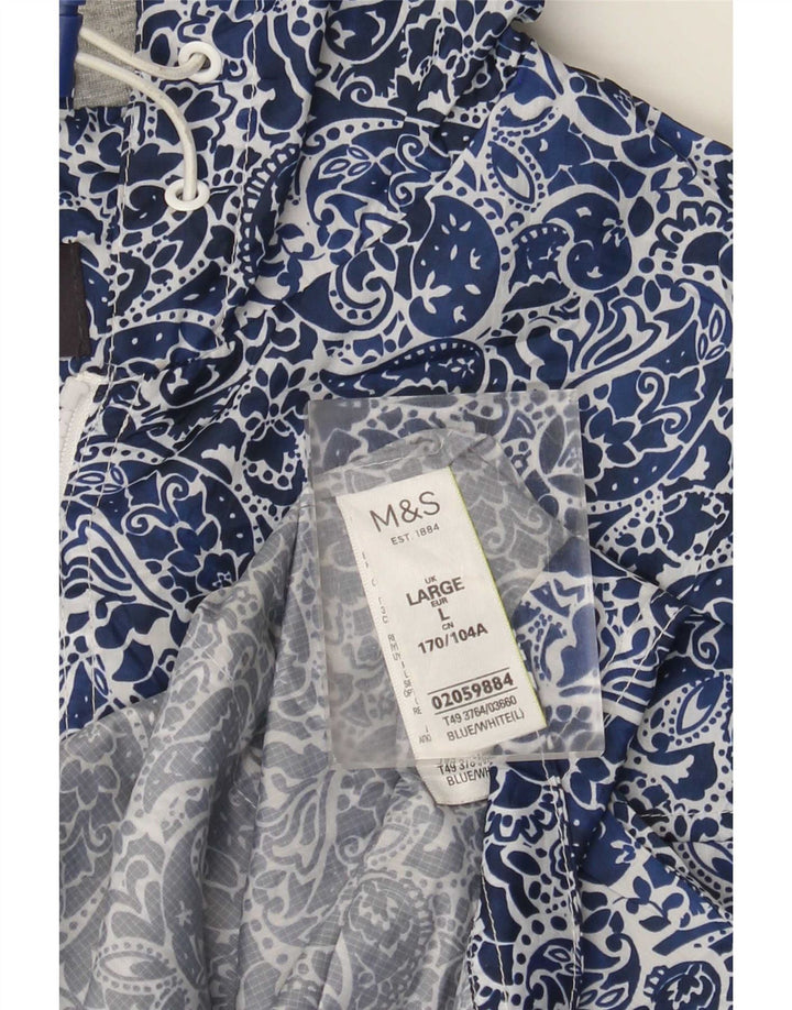 Giacca a vento con cappuccio da donna Marks & Spencer UK 16 Large Blue Paisley