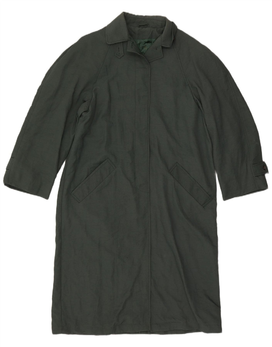 Trench oversize da donna vintage UK 10 piccolo verde in poliammide