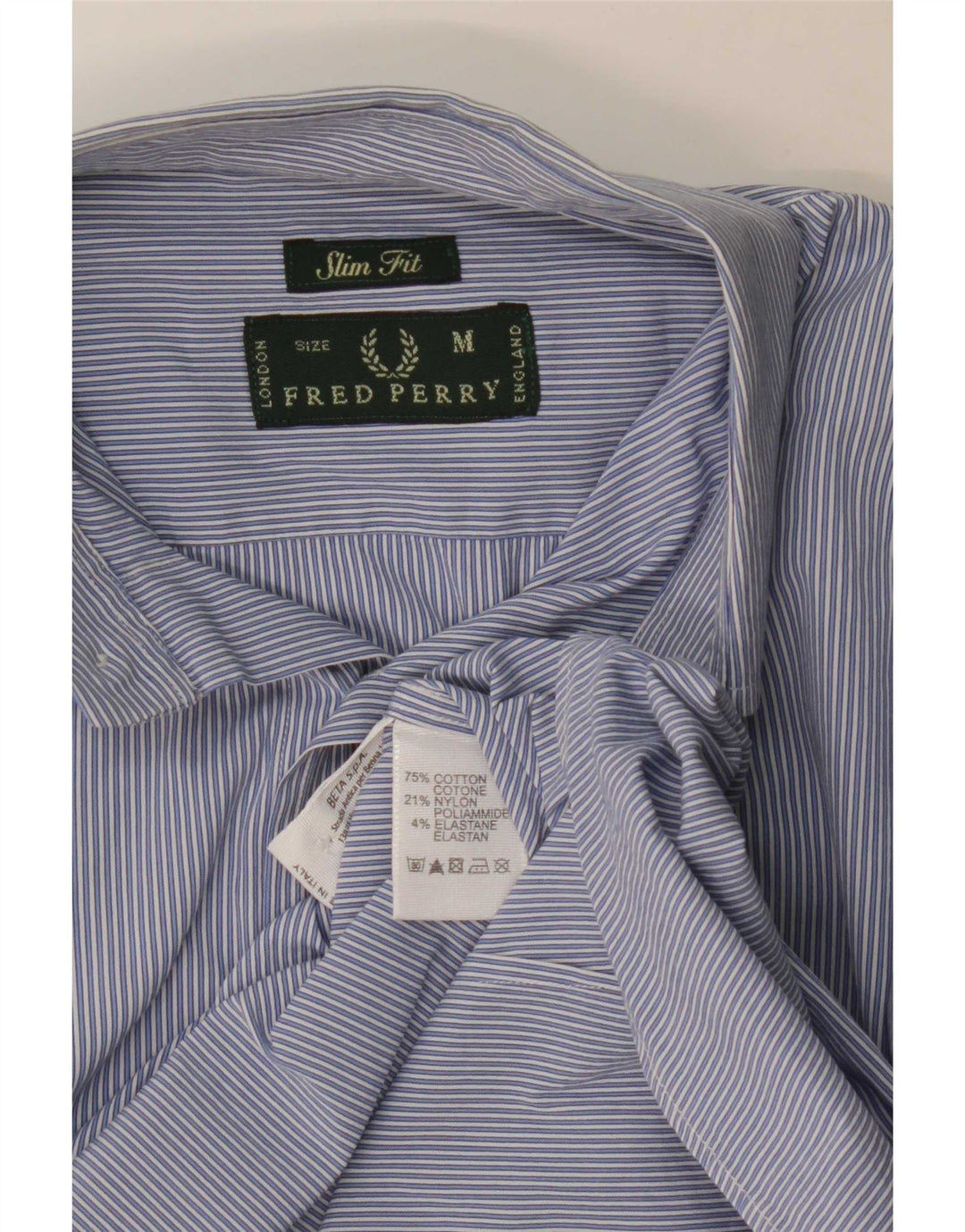 Camicia slim fit da uomo Fred Perry classica in cotone a righe blu medio