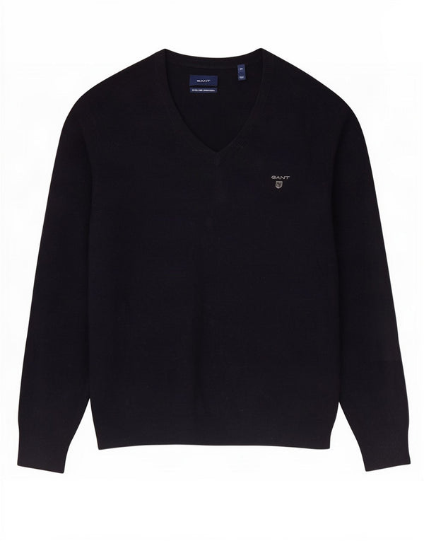 Gant Maglione da uomo con scollo a V XL in lana d'agnello blu navy