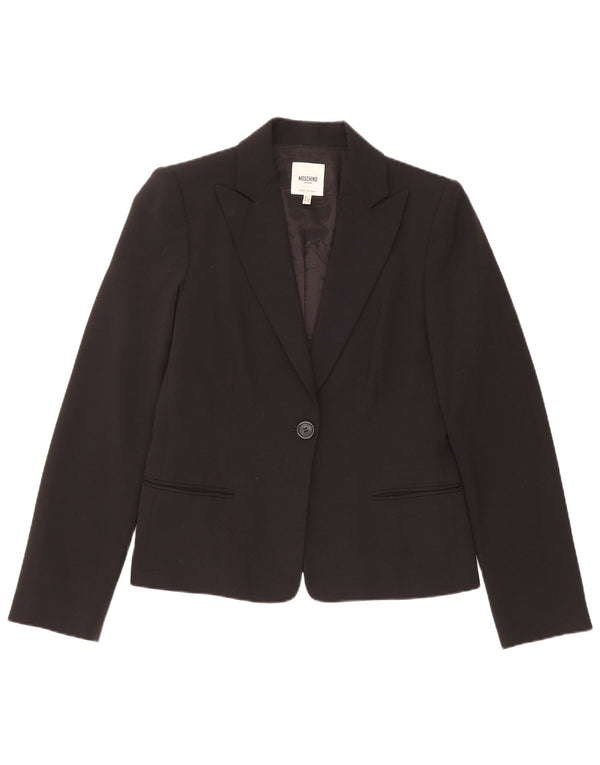 Giacca blazer da donna a 1 bottone Moschino UK 14 poliestere nero medio