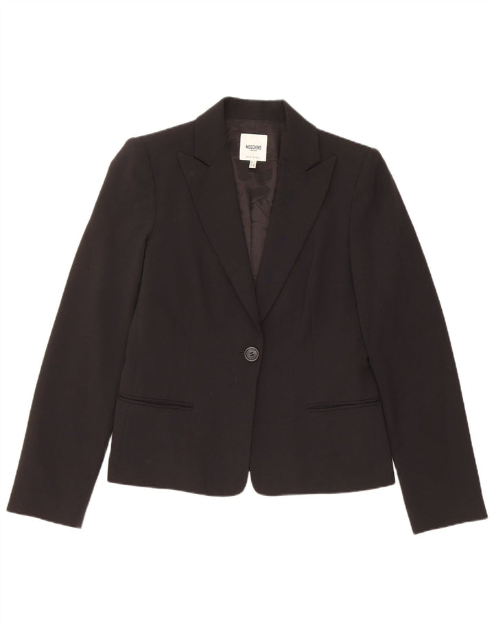 Giacca blazer da donna a 1 bottone Moschino UK 14 poliestere nero medio
