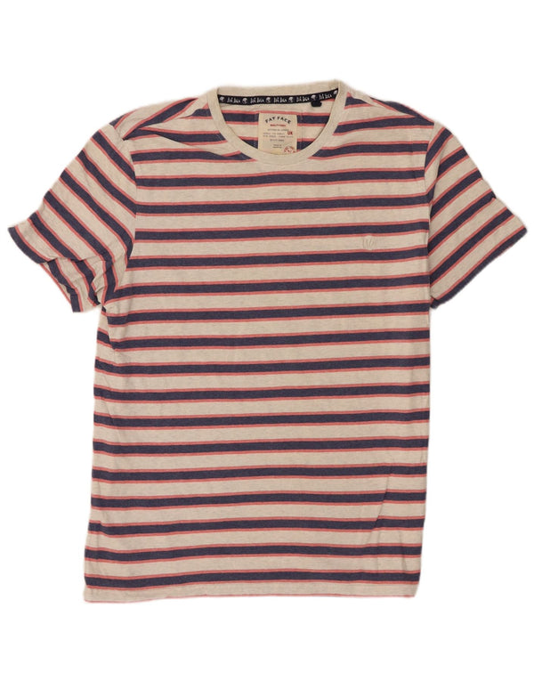 T-shirt da uomo Fat Face Top in cotone a righe grigie grandi