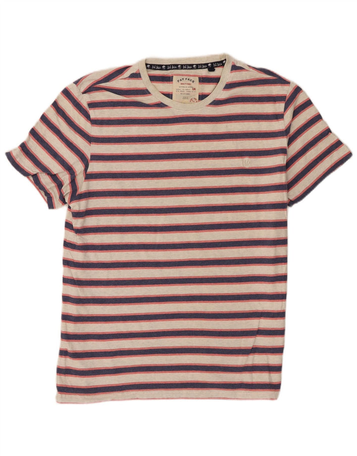 T-shirt da uomo Fat Face Top in cotone a righe grigie grandi