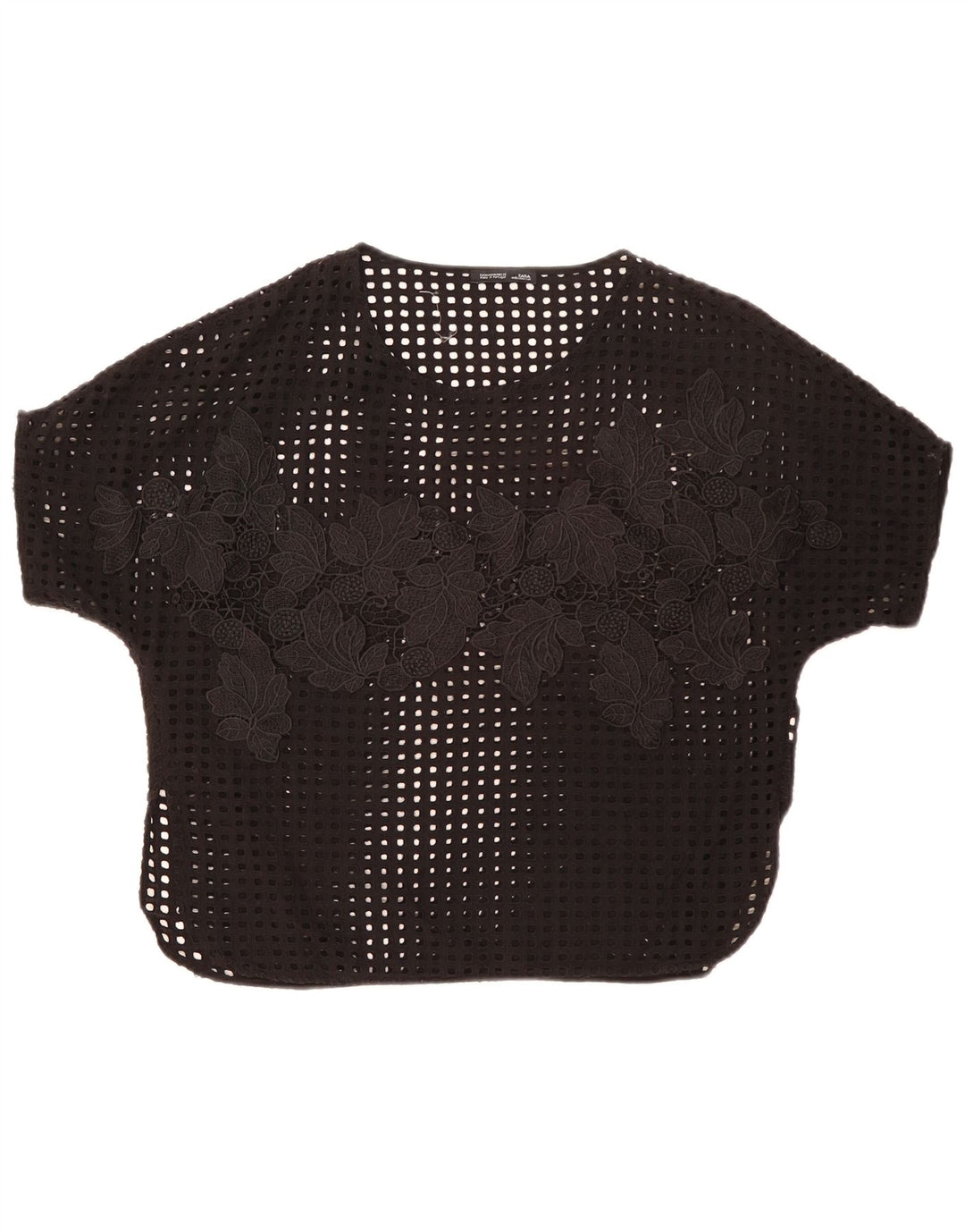 Top Zara da donna trasparente in camicetta UK 14 medio nero floreale
