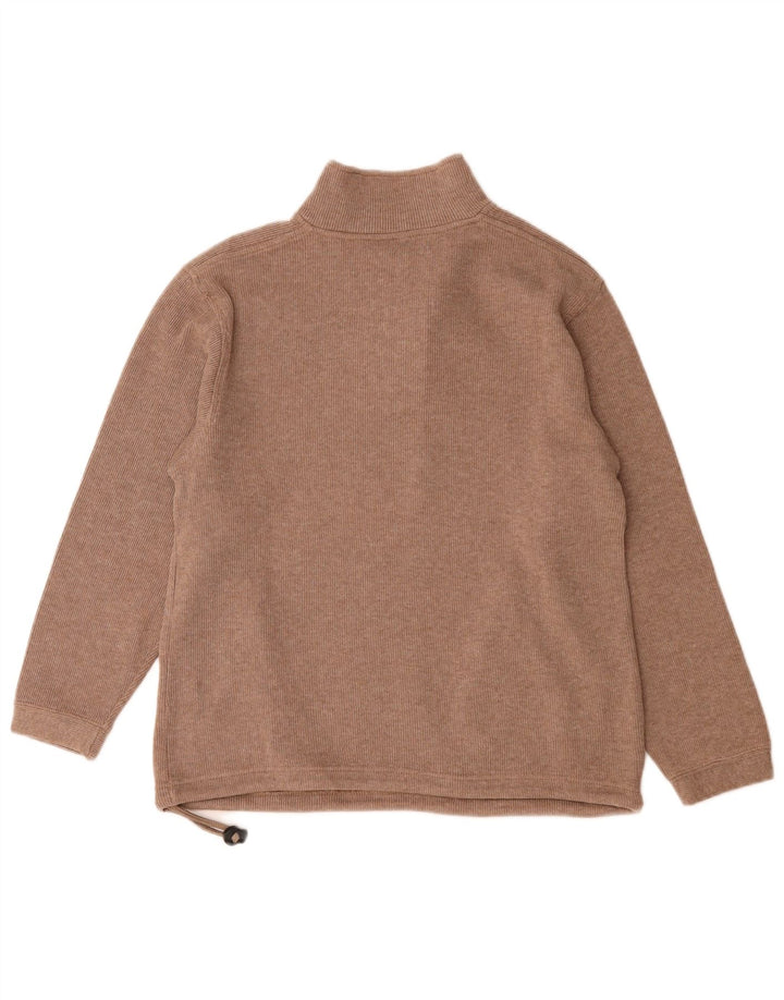Felpa da donna Champion con zip e collo, maglione, UK 14, cotone marrone medio