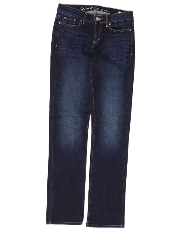 Jeans dritti da donna Calvin Klein W27 L32 cotone blu navy