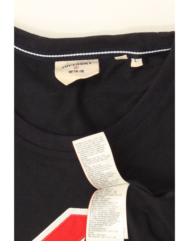 T-shirt grafica da uomo Superdry Top grande in cotone blu navy