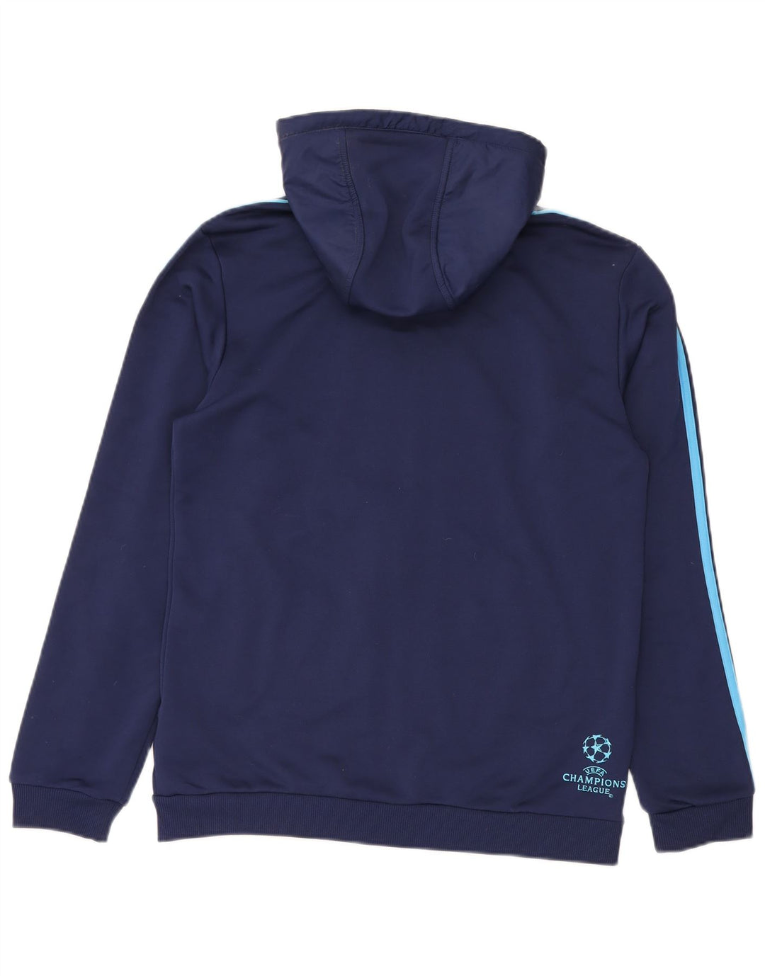 Maglione con cappuccio e zip da uomo Adidas medio in poliestere blu navy