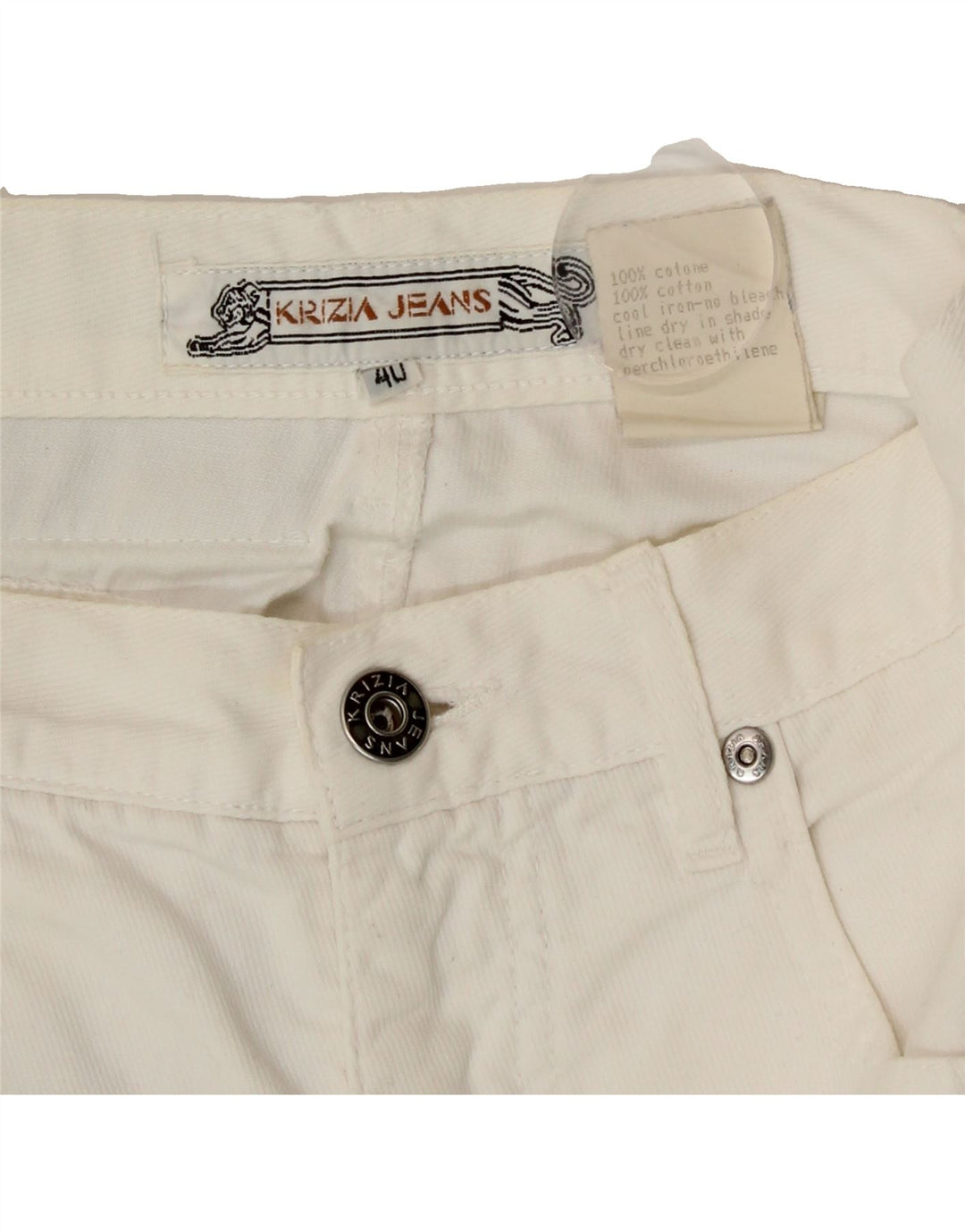 KRIZIA Womens Denim Skirt IT 40 Small W25  White Cotton Vintage Krizia and Second-Hand Krizia from Messina Hembry 