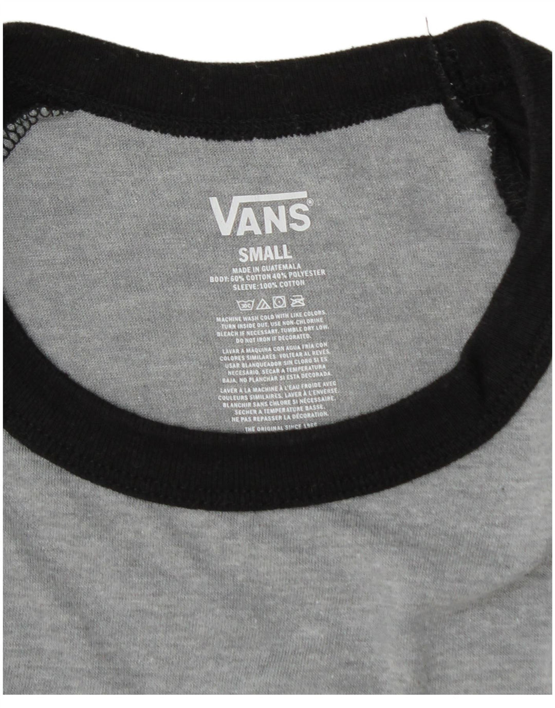Maglietta grafica da uomo Vans manica a 3/4 piccola in cotone grigio