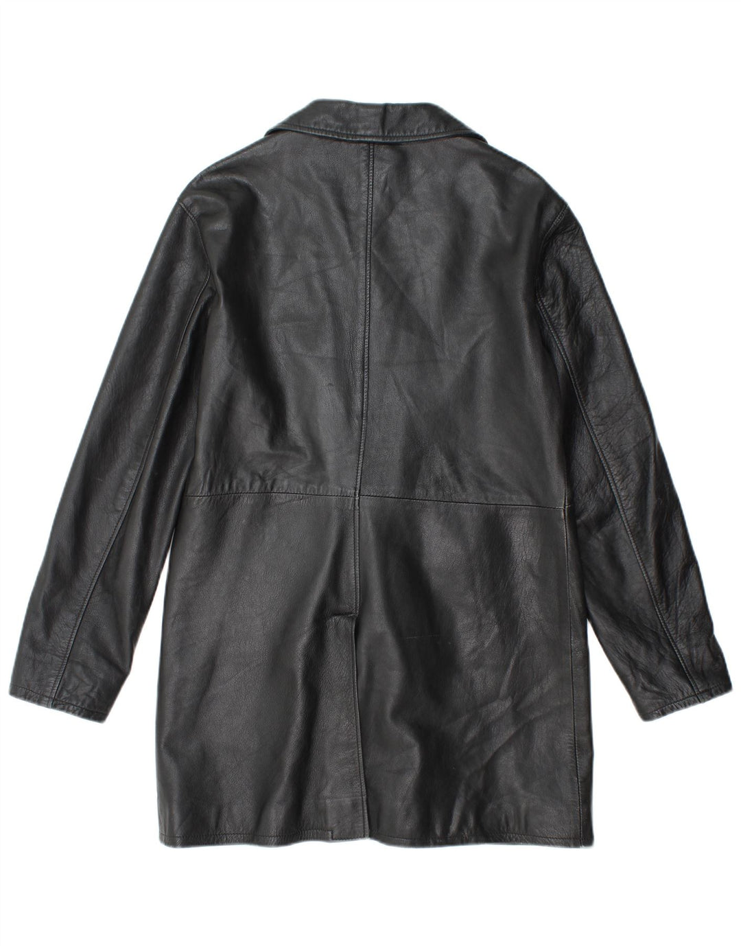 Cappotto in pelle da donna VINTAGE UK 18 XL in pelle nera