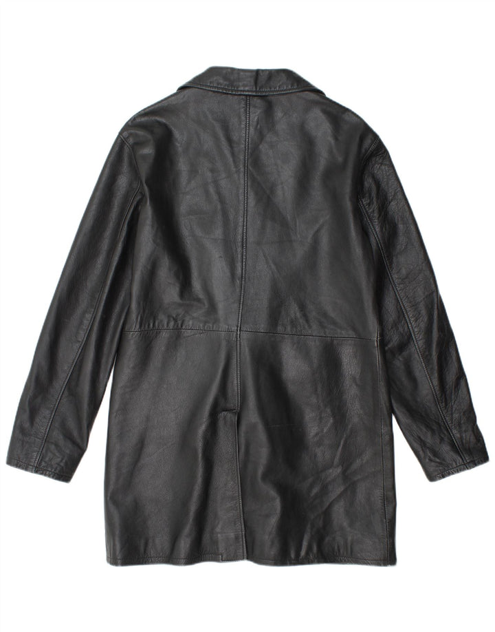 Cappotto in pelle da donna VINTAGE UK 18 XL in pelle nera