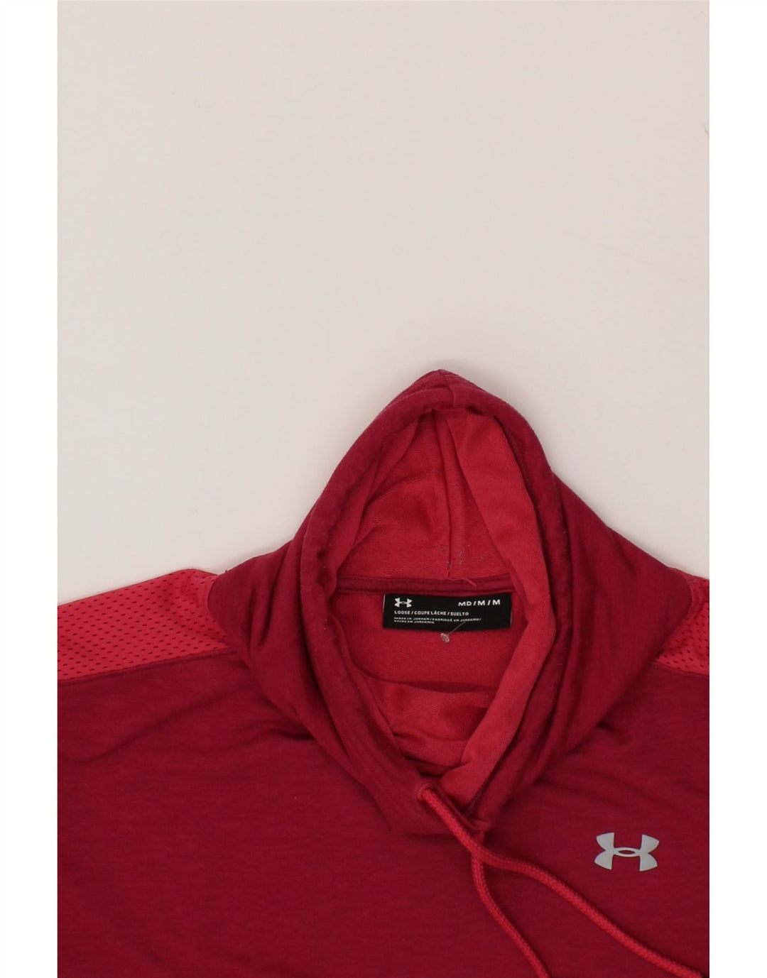 UNDER ARMOUR Womens Sweatshirt Jumper UK 14 Medium Red Colourblock Vintage Under Armour and Second-Hand Under Armour from Messina Hembry 