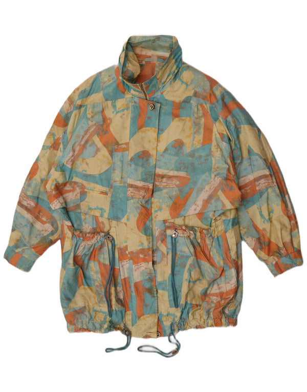 Cappotto vintage da donna con motivo astratto, giacca a vento EU 46 XL multicolore