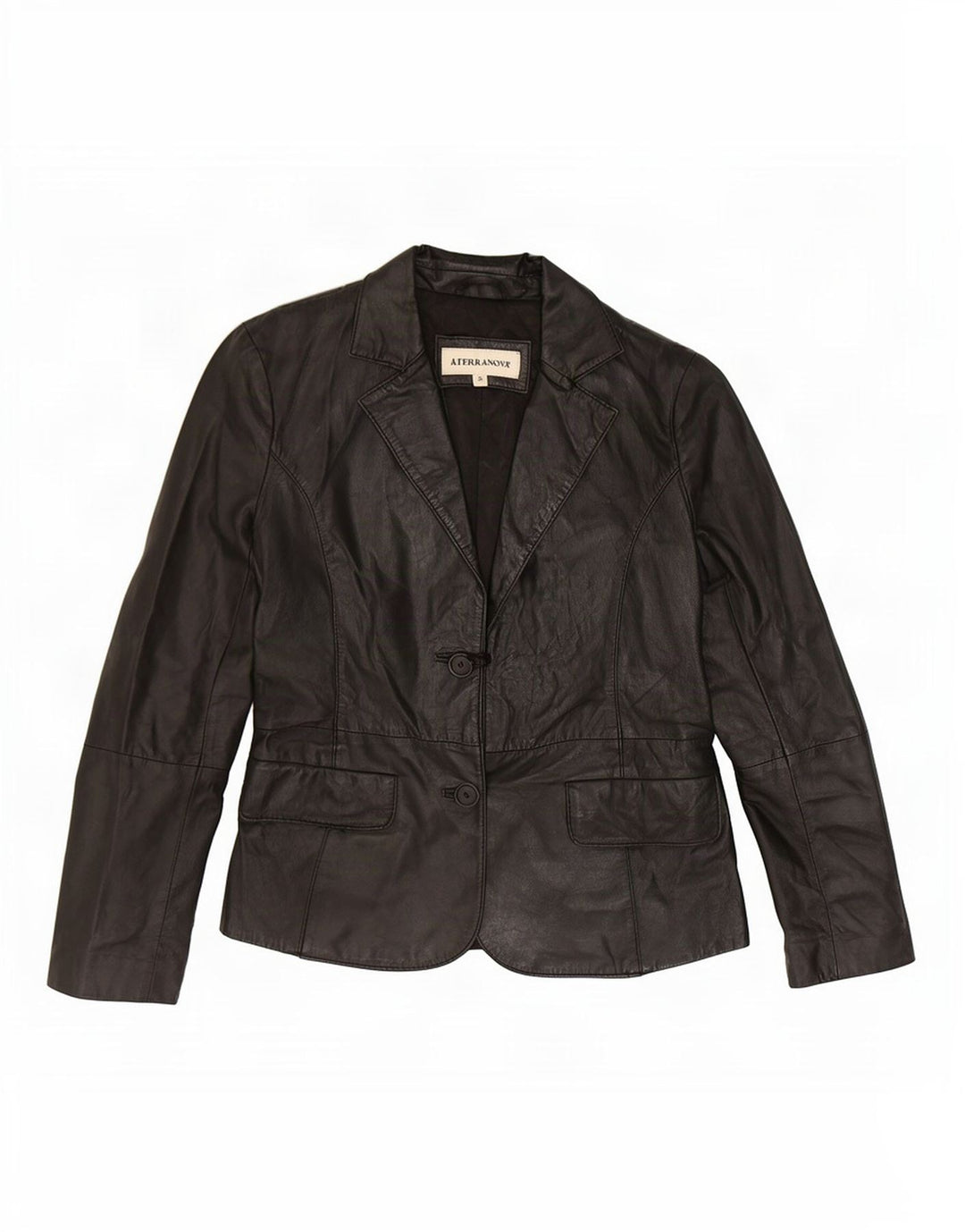 Giacca blazer in pelle da donna a 2 bottoni Terranova UK 10 piccola nera