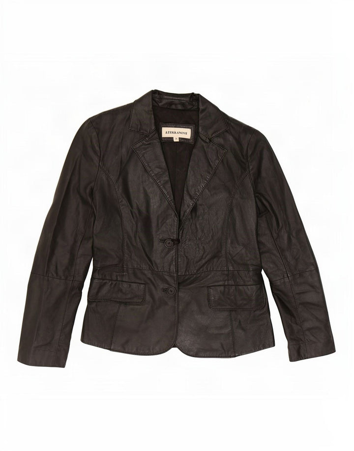 Giacca blazer in pelle da donna a 2 bottoni Terranova UK 10 piccola nera