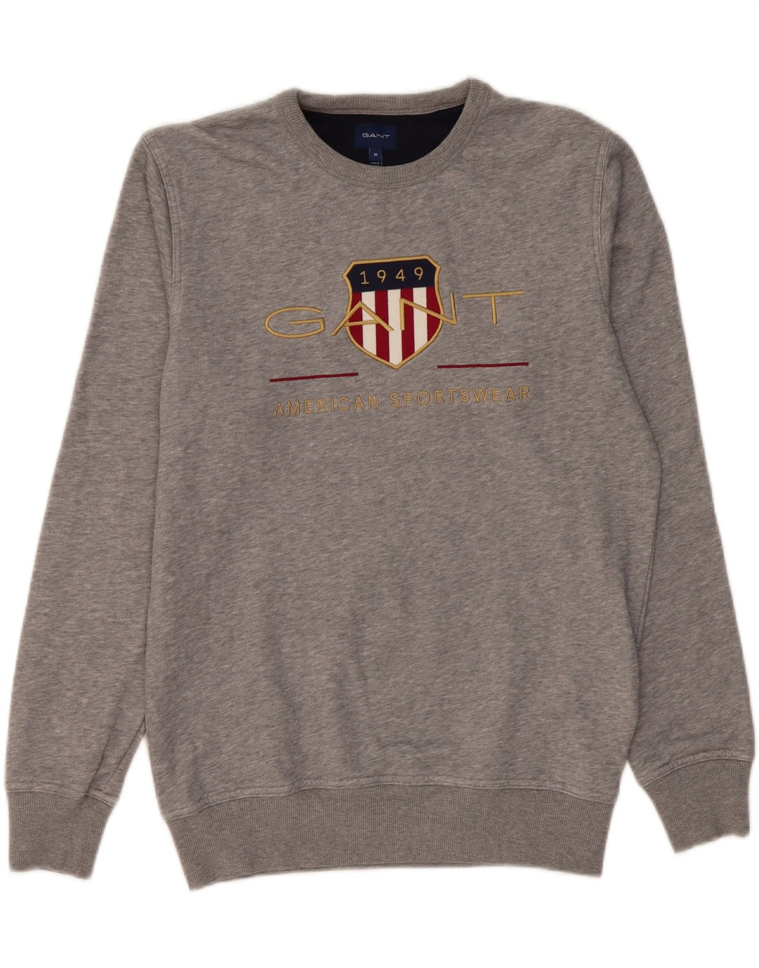 Gant Felpa con grafica da uomo Maglione in cotone grigio medio