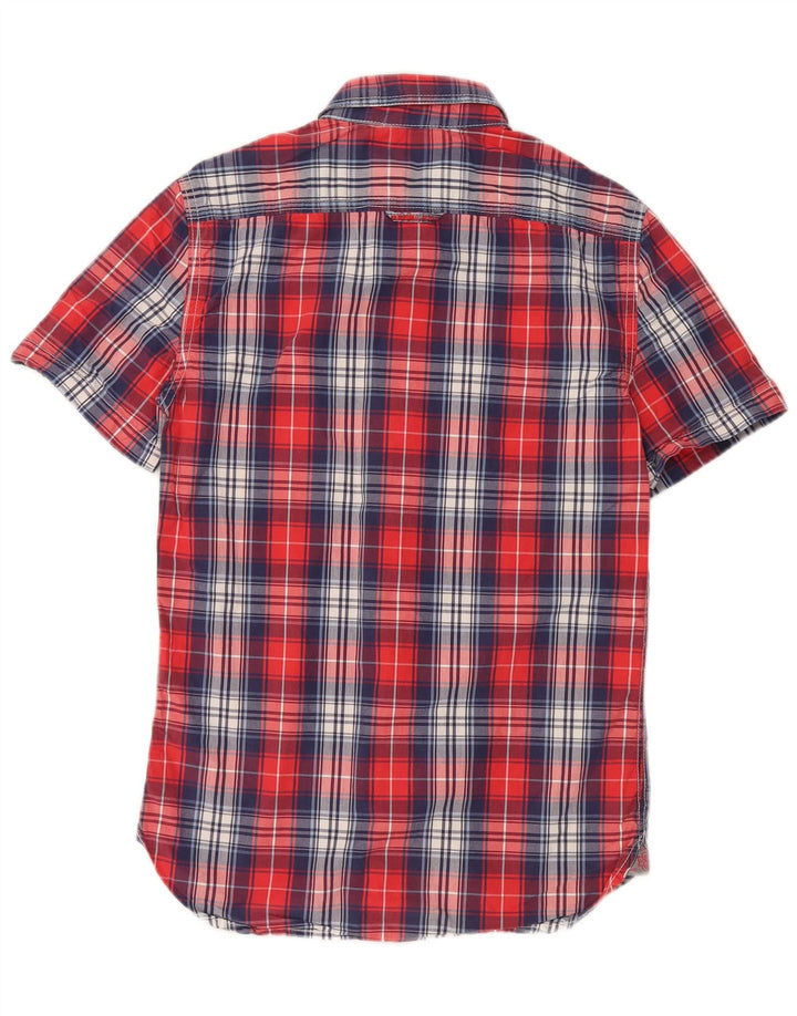 Camicia a maniche corte da uomo Superdry in cotone a quadri rossi piccoli