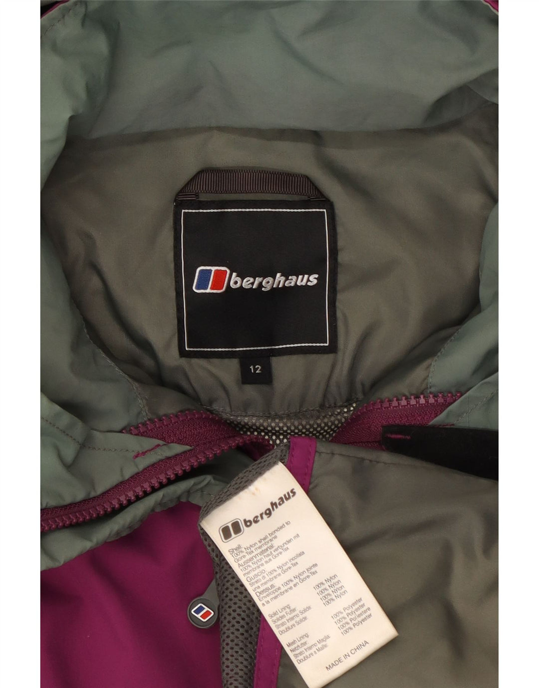 Giacca antipioggia con cappuccio da donna Berghaus UK 12 nylon viola medio