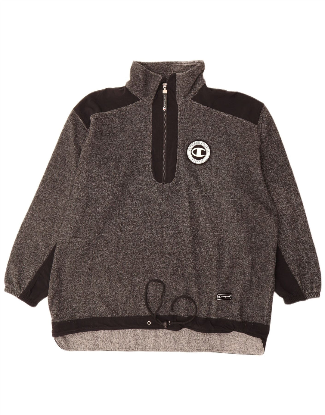 Felpa Champion da uomo con zip e collo, maglione, grande, in poliestere chiazzato grigio