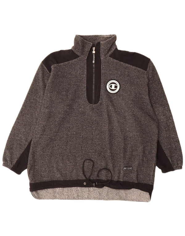 Felpa Champion da uomo con zip e collo, maglione, grande, in poliestere chiazzato grigio