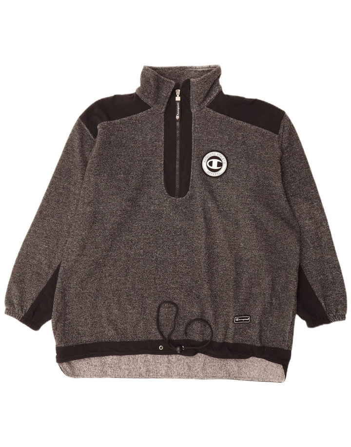 Felpa Champion da uomo con zip e collo, maglione, grande, in poliestere chiazzato grigio