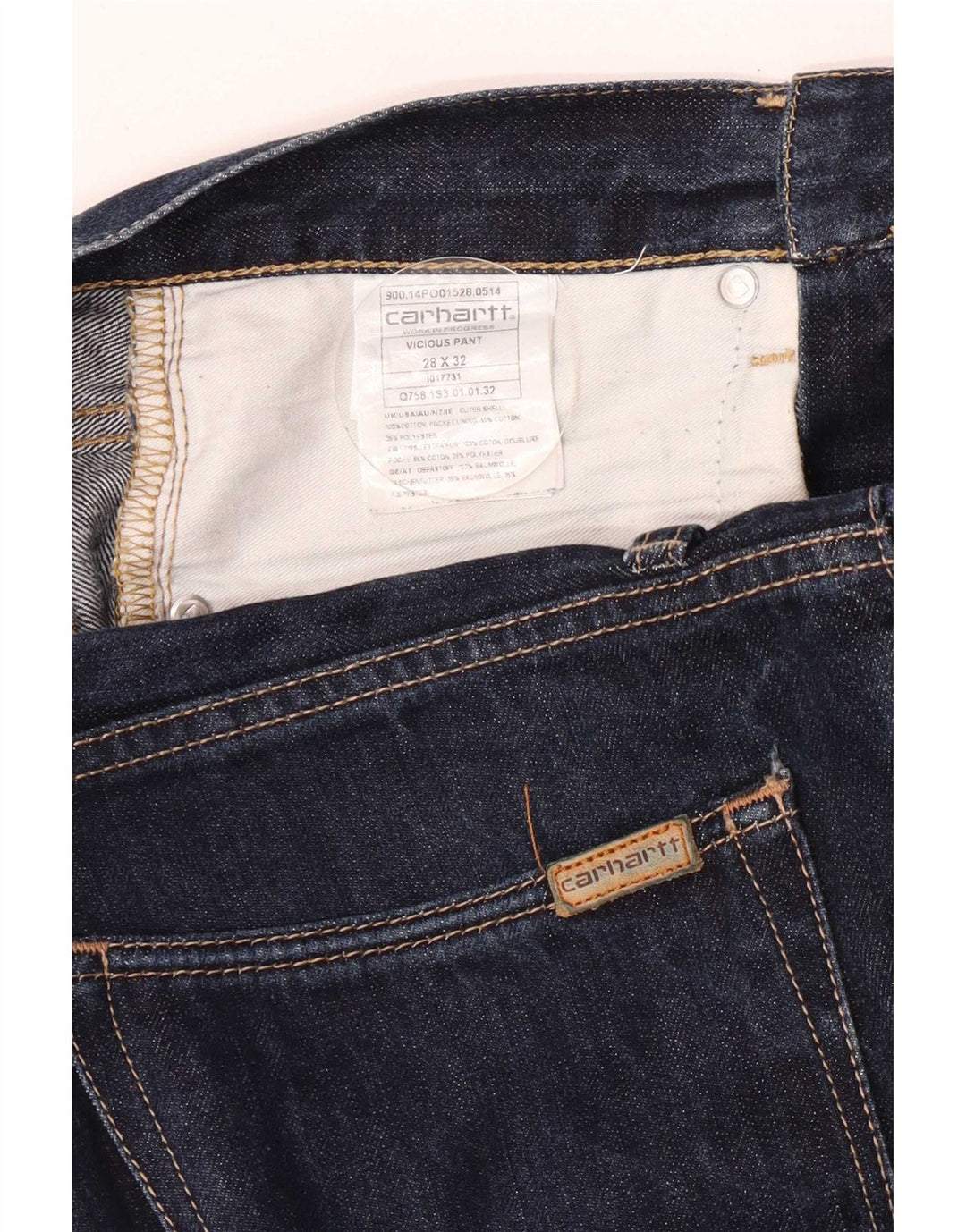Jeans slim da uomo Carhartt W28 L32 cotone blu navy