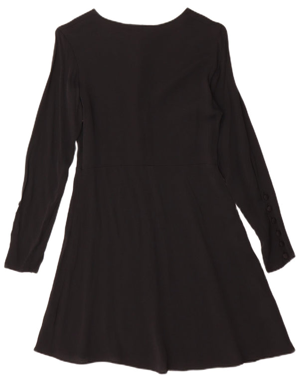 Abito a trapezio a maniche lunghe da donna Cacharel EU 36 piccolo in viscosa nera