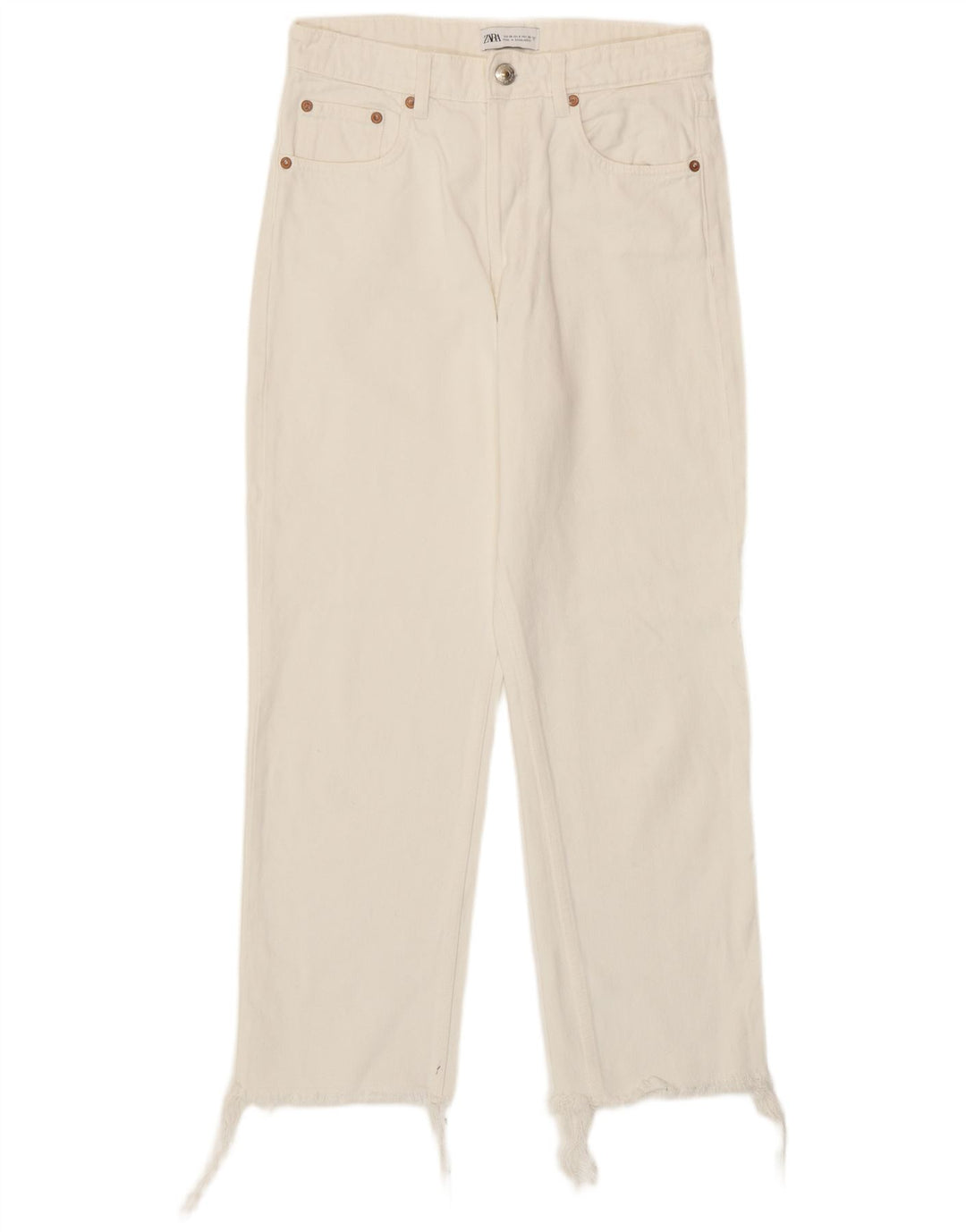 Jeans dritti da donna Zara EU 38 Small W28 L26 Cotone bianco