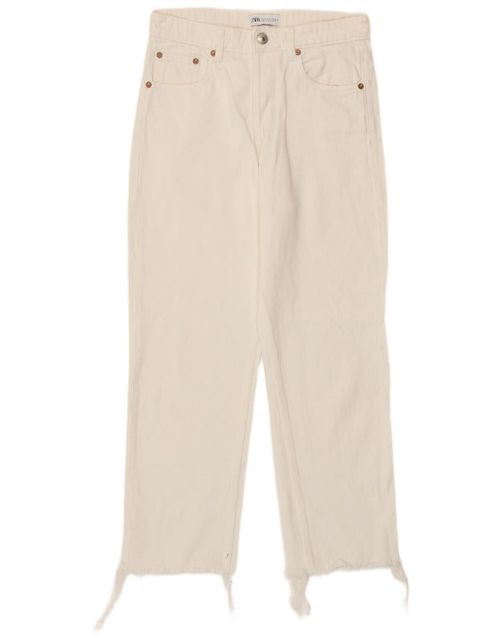 Jeans dritti da donna Zara EU 38 Small W28 L26 Cotone bianco