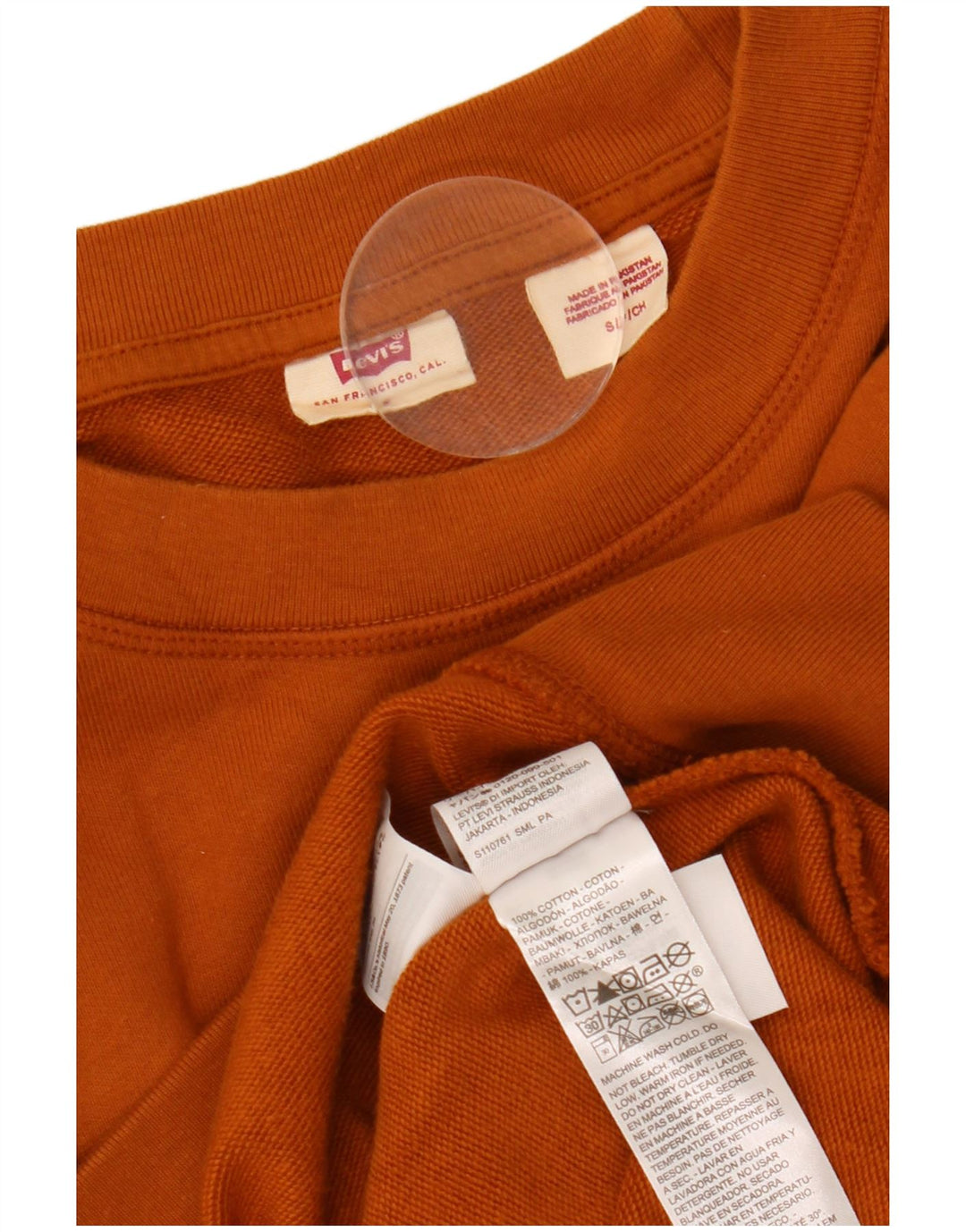 LEVI'S Felpa con grafica oversize da donna UK 10 Small Marrone Cotone