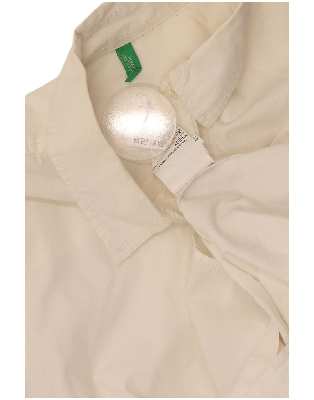 Camicia oversize da donna BENETTON UK 6 XS cotone bianco