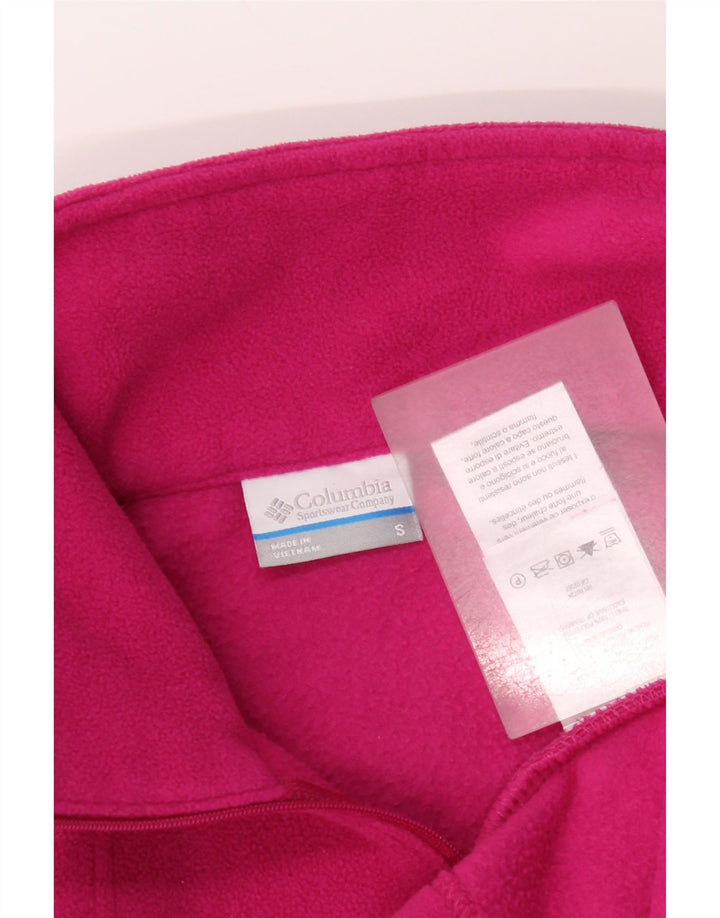 Maglione in pile da donna Columbia con collo con zip UK 10 piccolo poliestere rosa