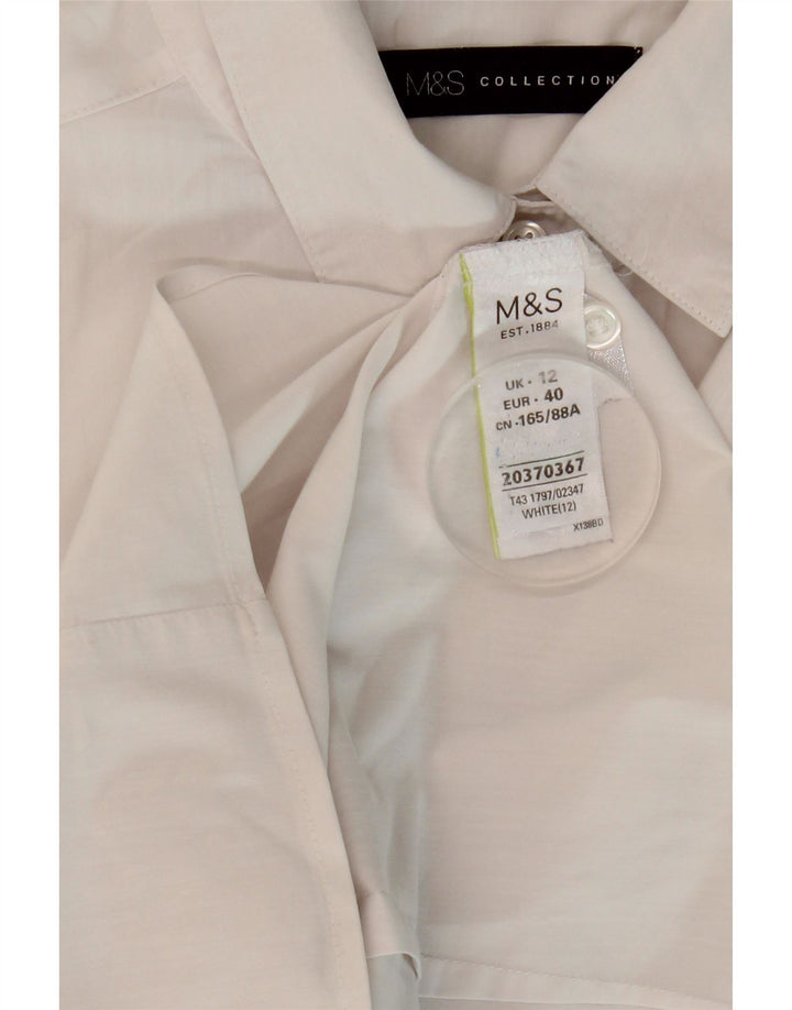 Camicia a maniche corte da donna Marks & Spencer UK 12 cotone bianco medio