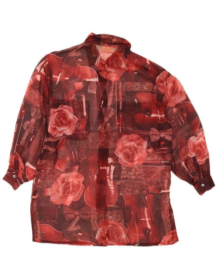 Penny Black Camicia da donna Camicetta UK 8 Piccolo poliestere floreale rosso