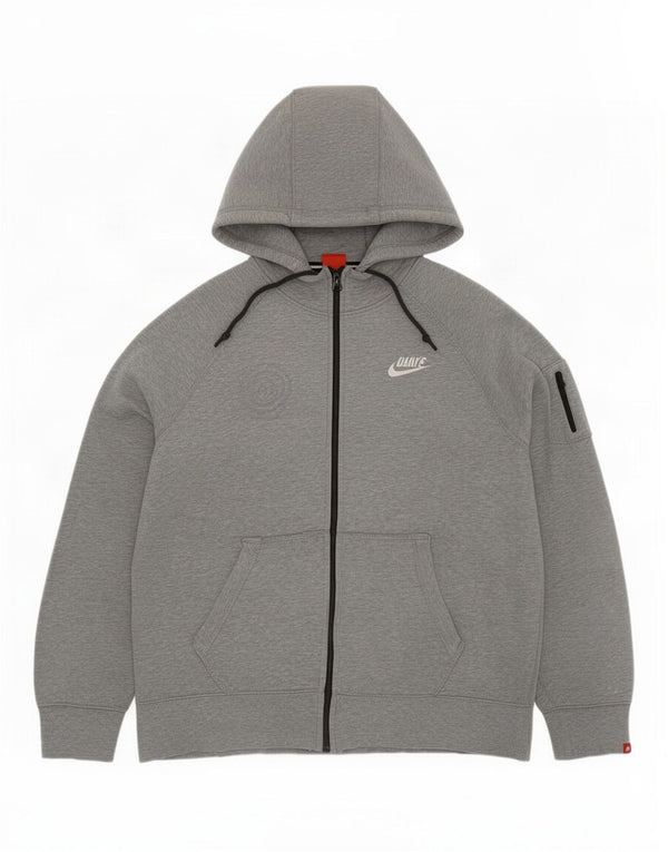 Felpa con cappuccio e zip Nike da uomo, grande, in cotone grigio