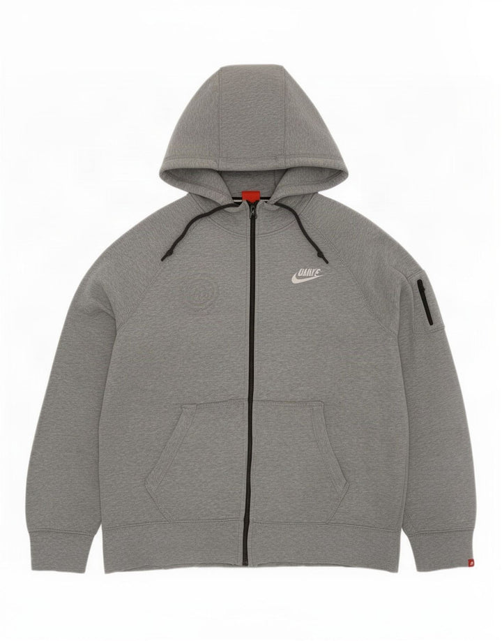 Felpa con cappuccio e zip Nike da uomo, grande, in cotone grigio