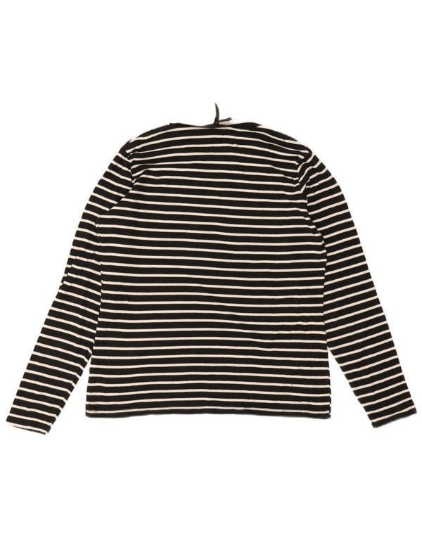 Marks & Spencer Top da donna a maniche lunghe UK 16 Large in cotone a righe nere
